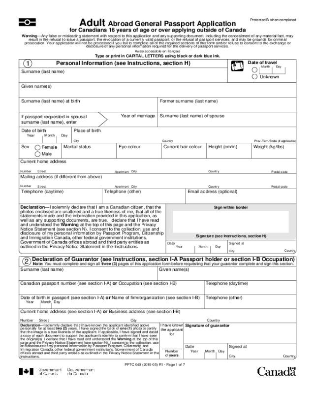 Passport Application Form Fillable 2019 Passport 