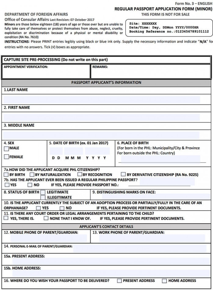 Passport Application Form For Minors Philippines Seven Passport Application Form For Minors Philippines Seven