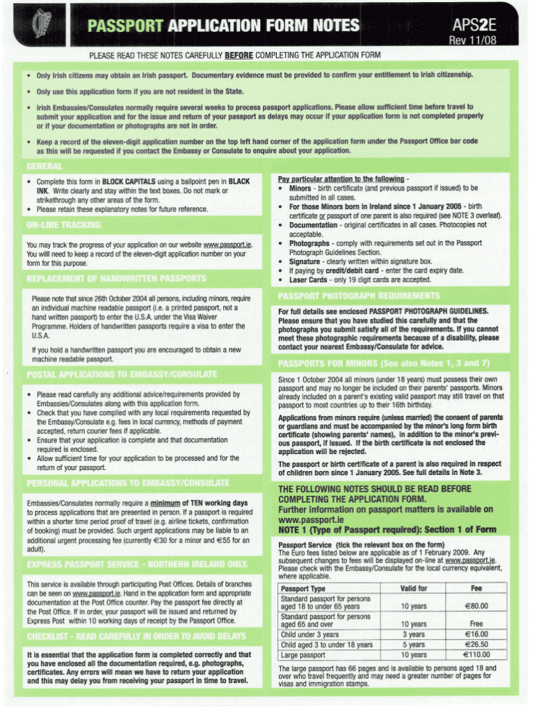 Passport Renewal Form Child Ireland PrintableForm