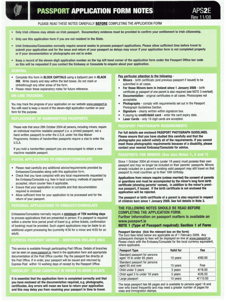 Passport Renewal Form Child Ireland PrintableForm 