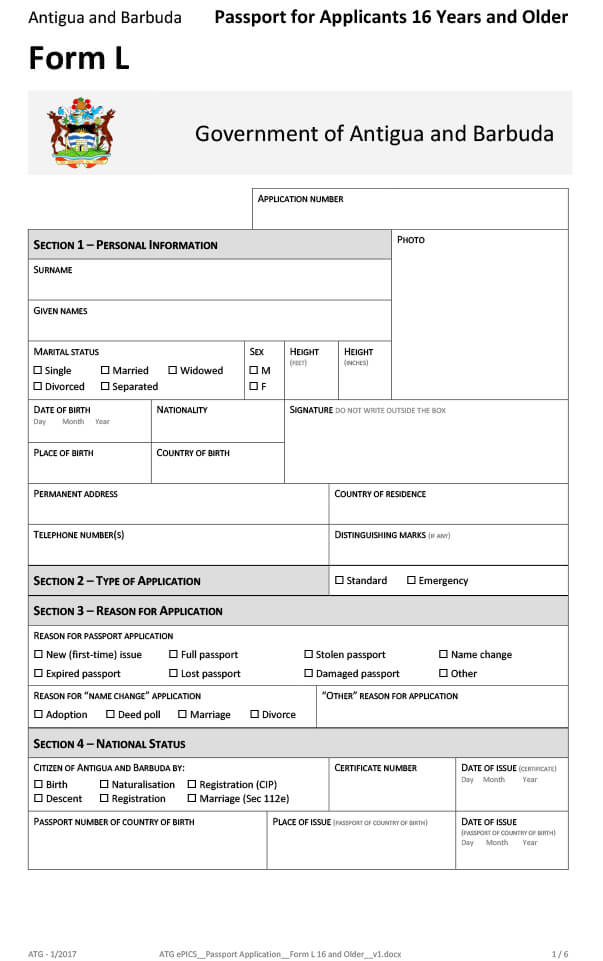 Replacement Of Antigua And Barbuda Passport