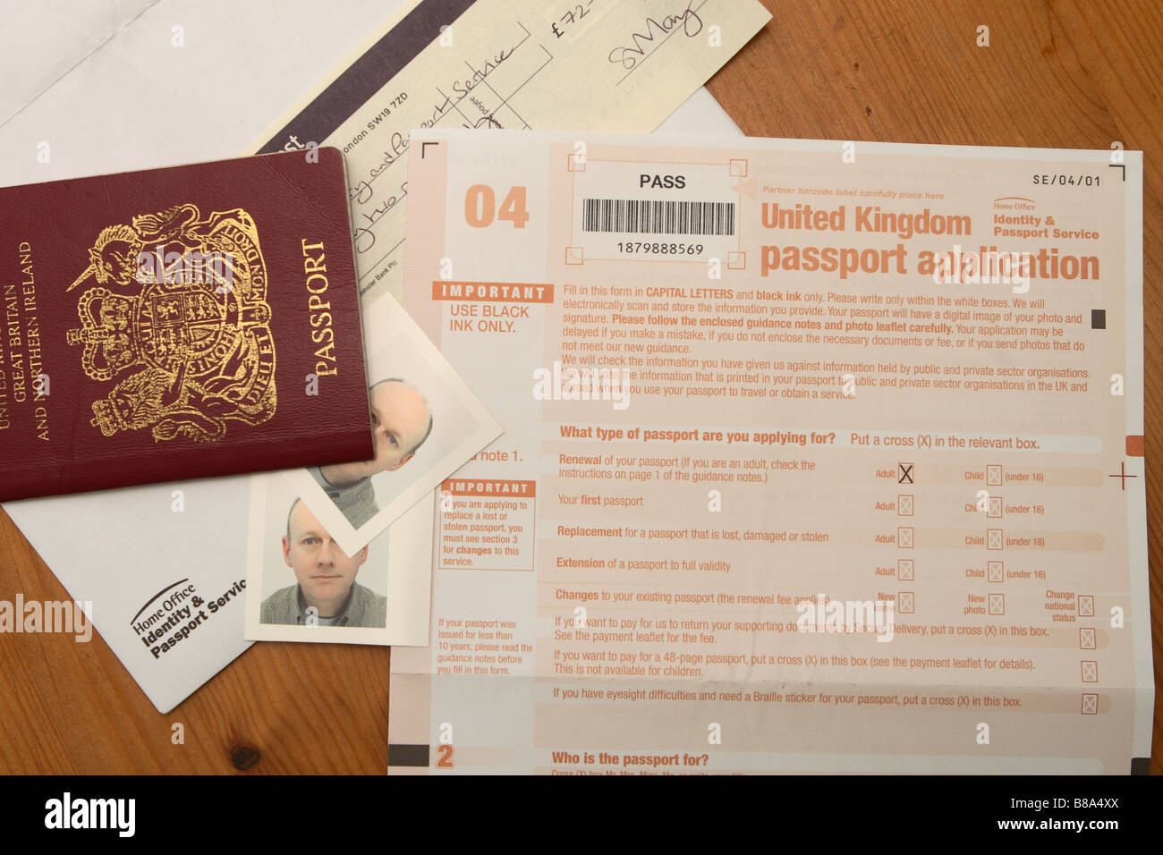 UK British Passport Application Form And Photograph Photo UK British Passport Application Form And Photograph Photo