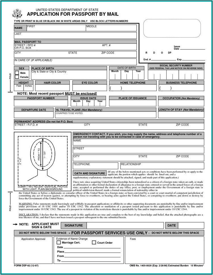 Us Passport Renewal Forms Printable Form Resume 