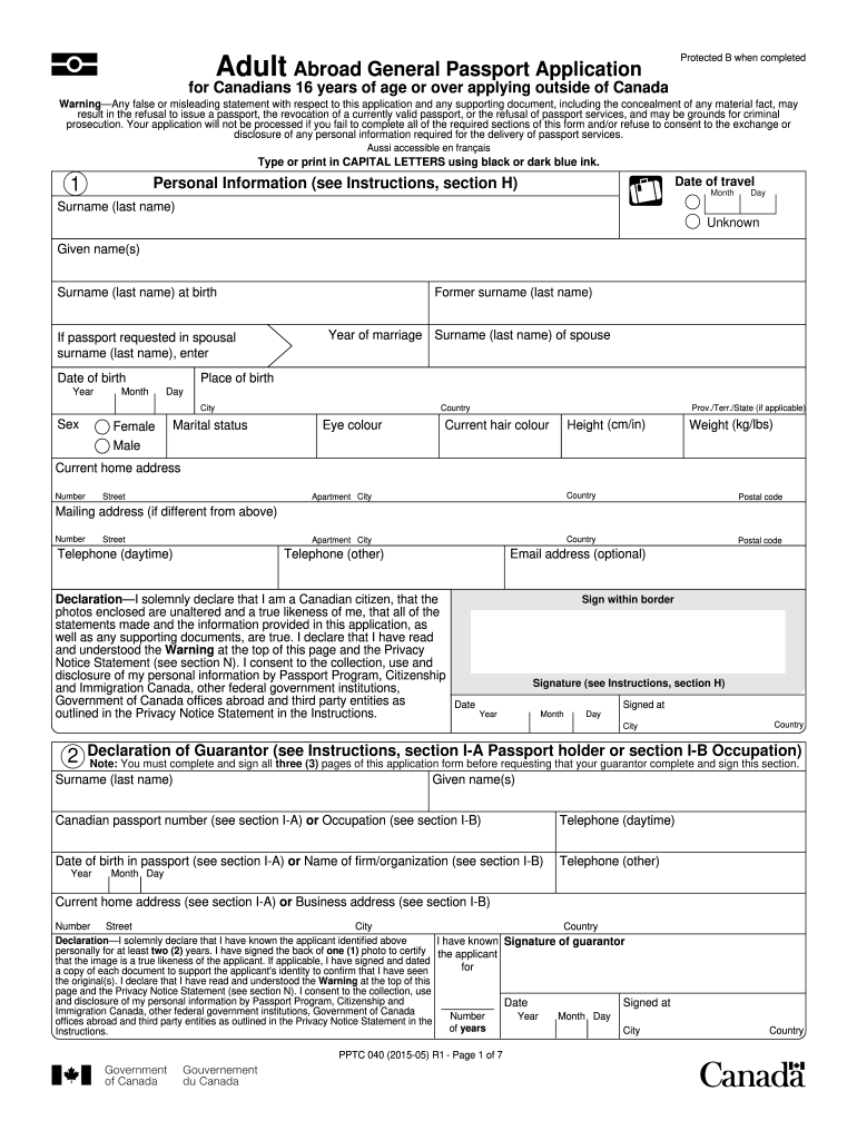 2015 Form Canada PPTC 040 Fill Online Printable Fillable 