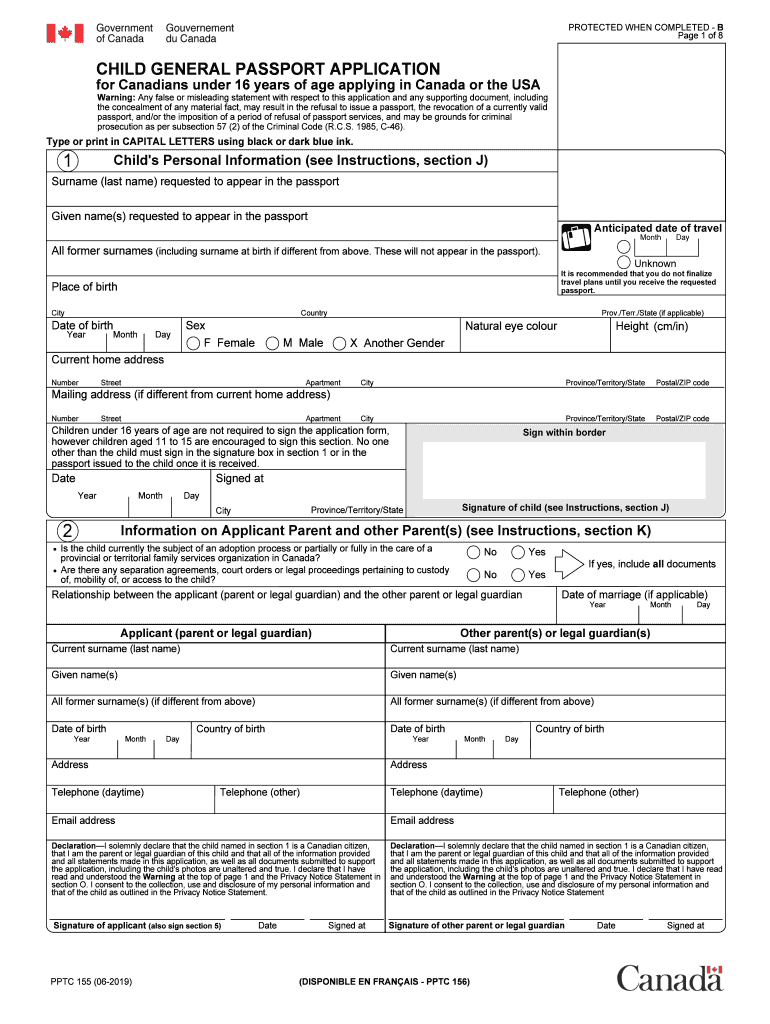 2019 Form Canada PPTC 155 Fill Online Printable Fillable 