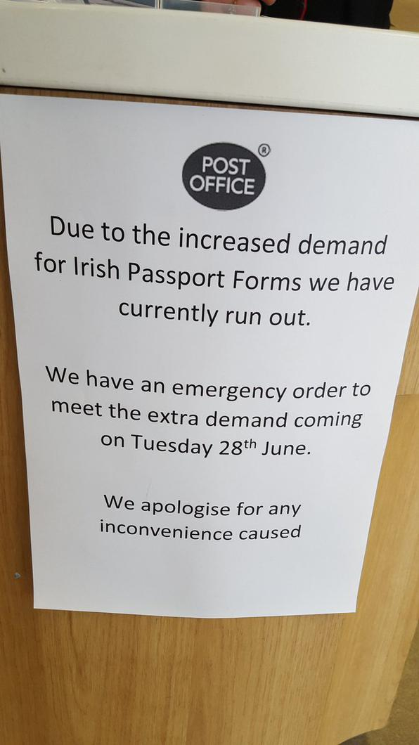 Brexit Belfast Post Office Runs Out Of Irish Passport 