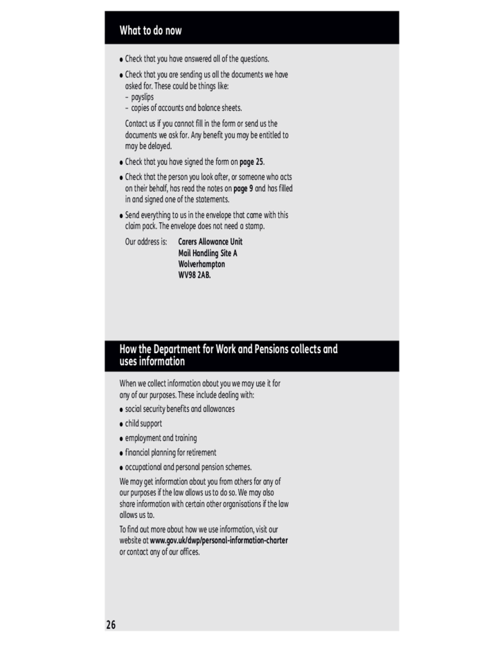 Carers Allowance Application Form Pdf Carers Allowance Application Form Pdf