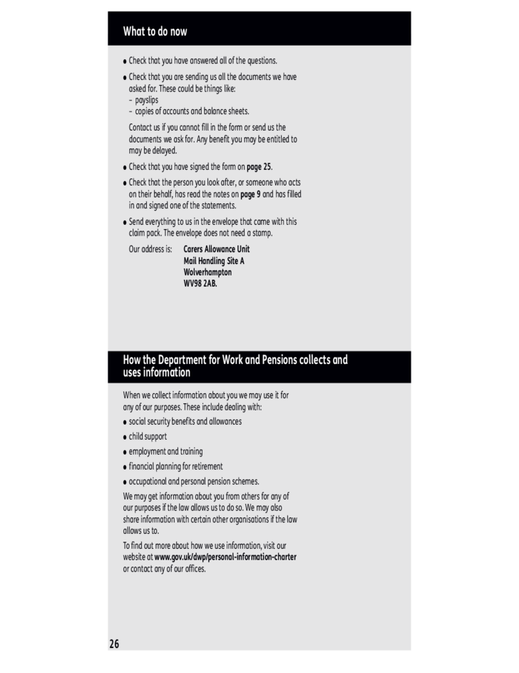 Carers Allowance Application Form Pdf