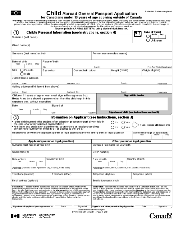 Child Abroad General Passport Application For Canadians 