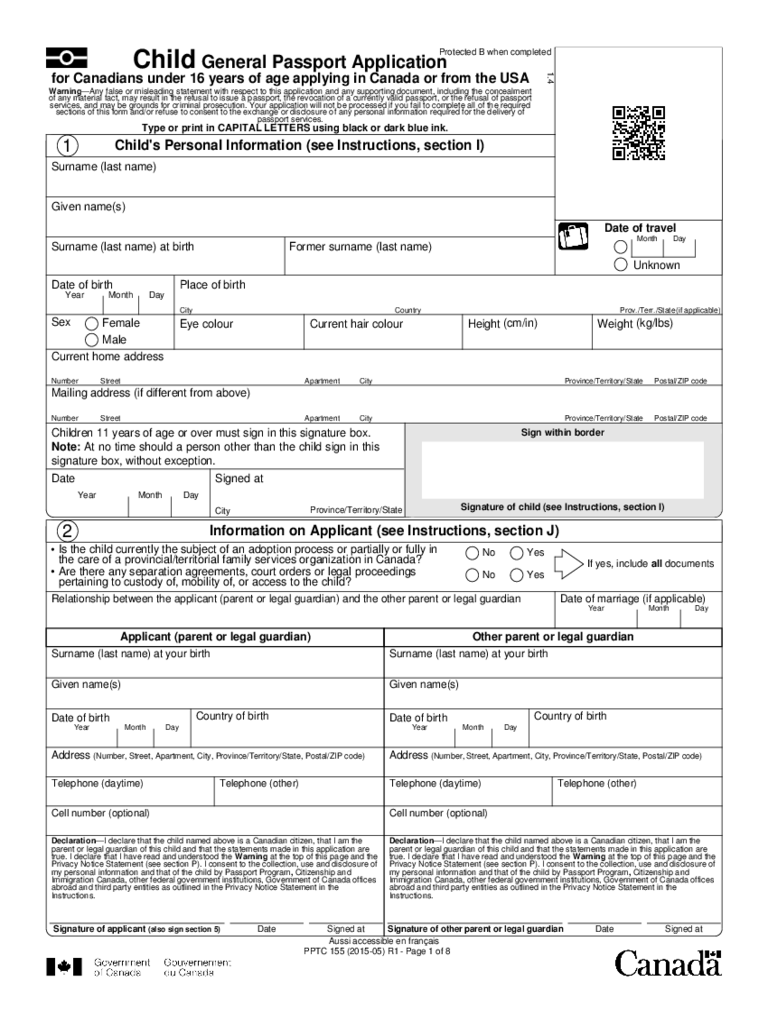 Child Passport Form Canada Edit Fill Sign Online 