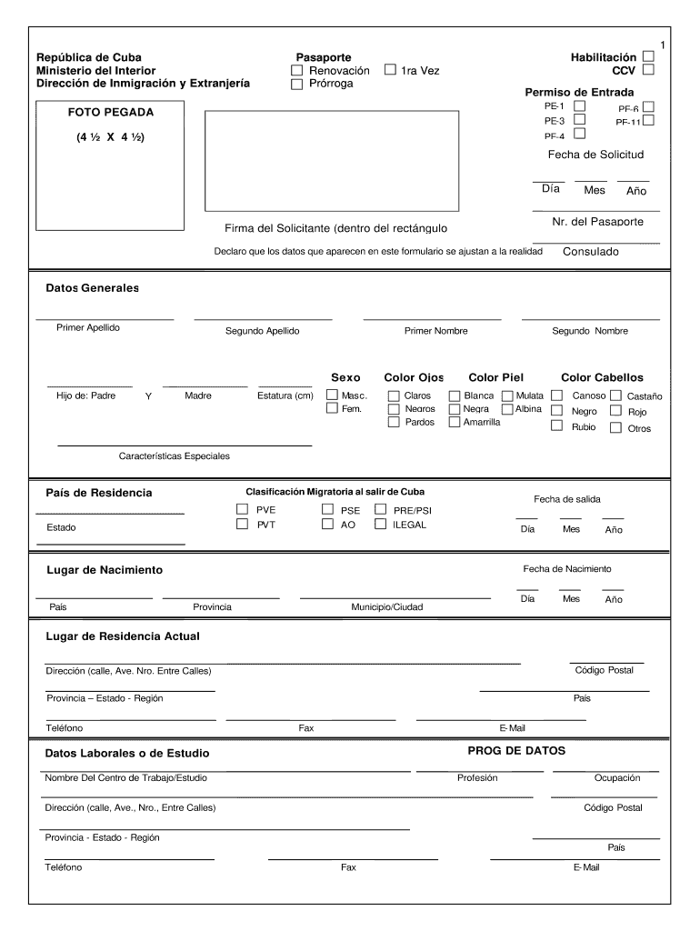 Cuban Passport Application Pdf 2020 Fill And Sign 