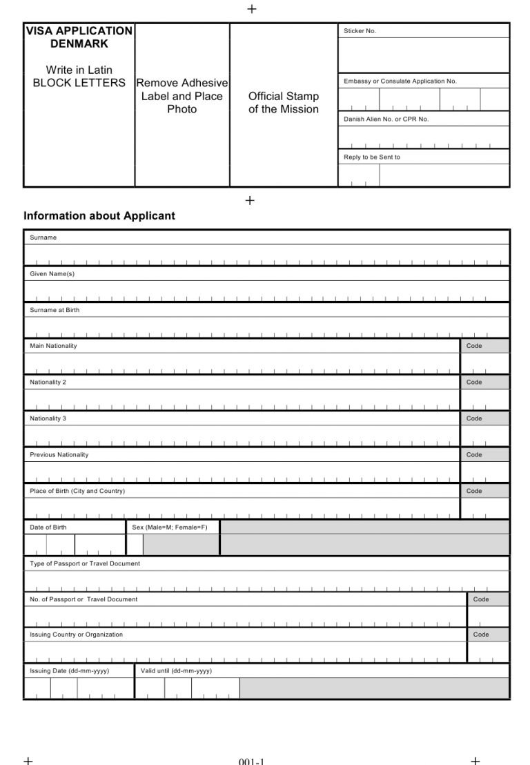 Denmark Visa Application Form Download Fillable PDF