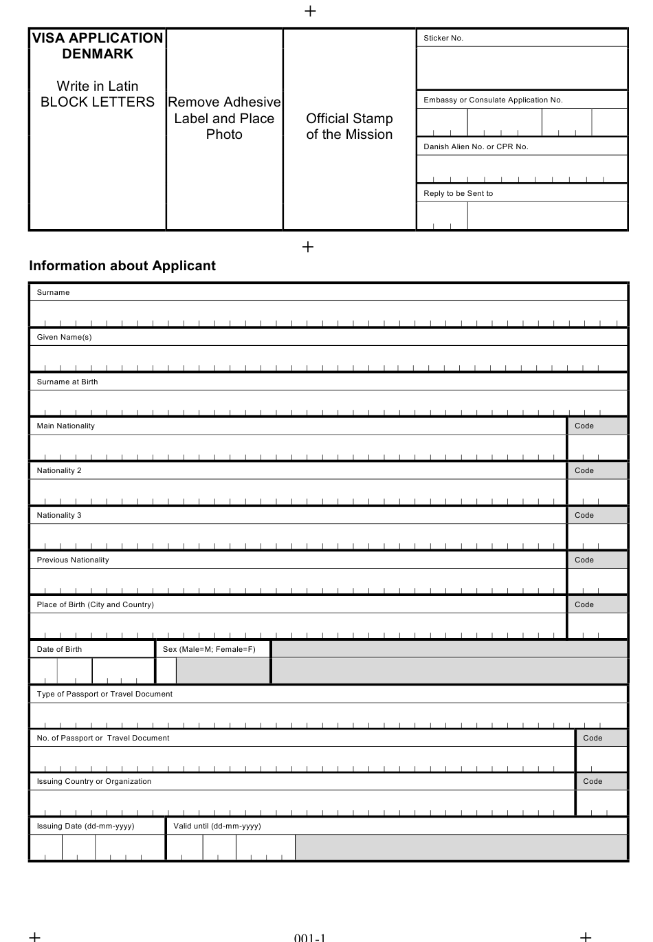 Denmark Visa Application Form Download Fillable PDF 