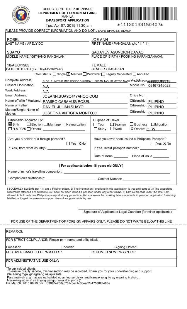 Dfa Manila Passport Application Form Dfa Manila Passport Application Form
