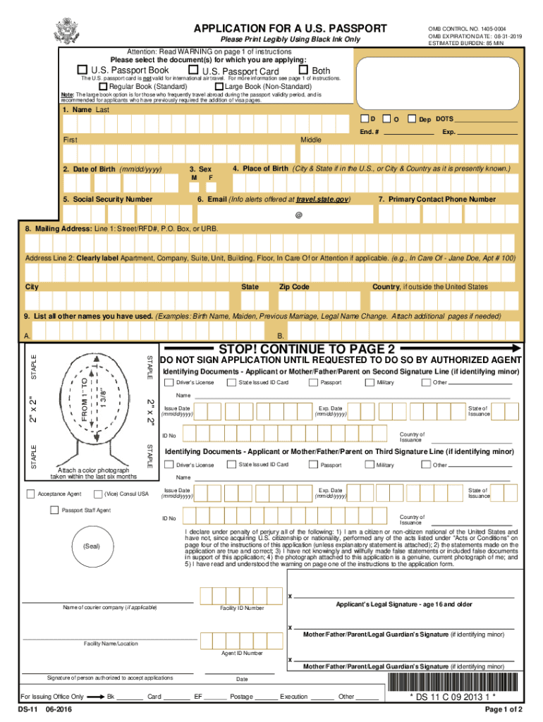 DS 11 Passport Form 2021 Get DS 11 Form Application For 