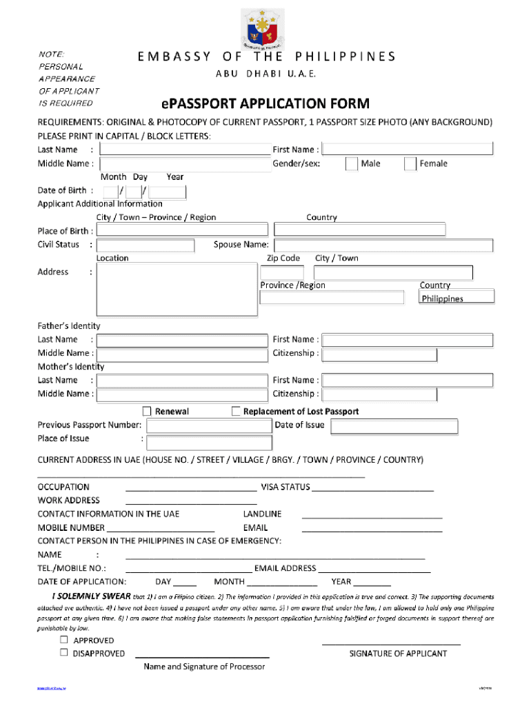 E Passport Application Form Abu Dhabi Fill Online 