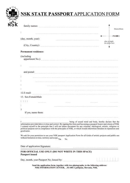 Fillable Nsk State Passport Application Form Printable Pdf Fillable Nsk State Passport Application Form Printable Pdf
