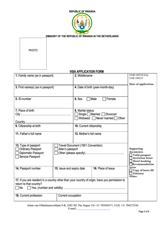 Fillable Visa Application Form Embassy Of The Republic 