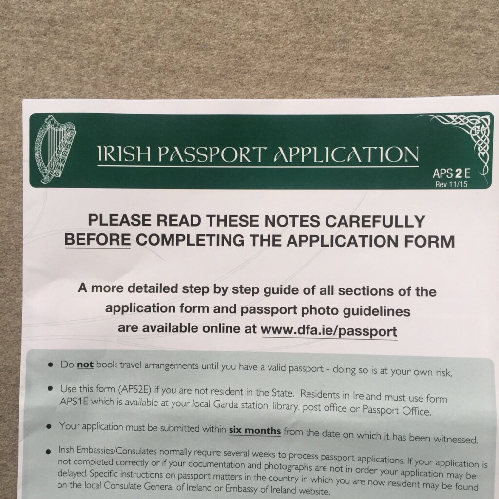 Irish Passport Application Form Australia Printable Form 