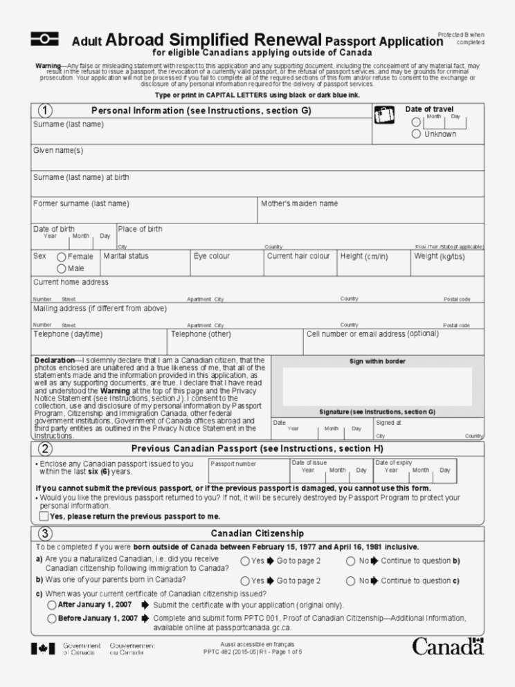 Irish Passport Application Form Section 7 PrintableForm 