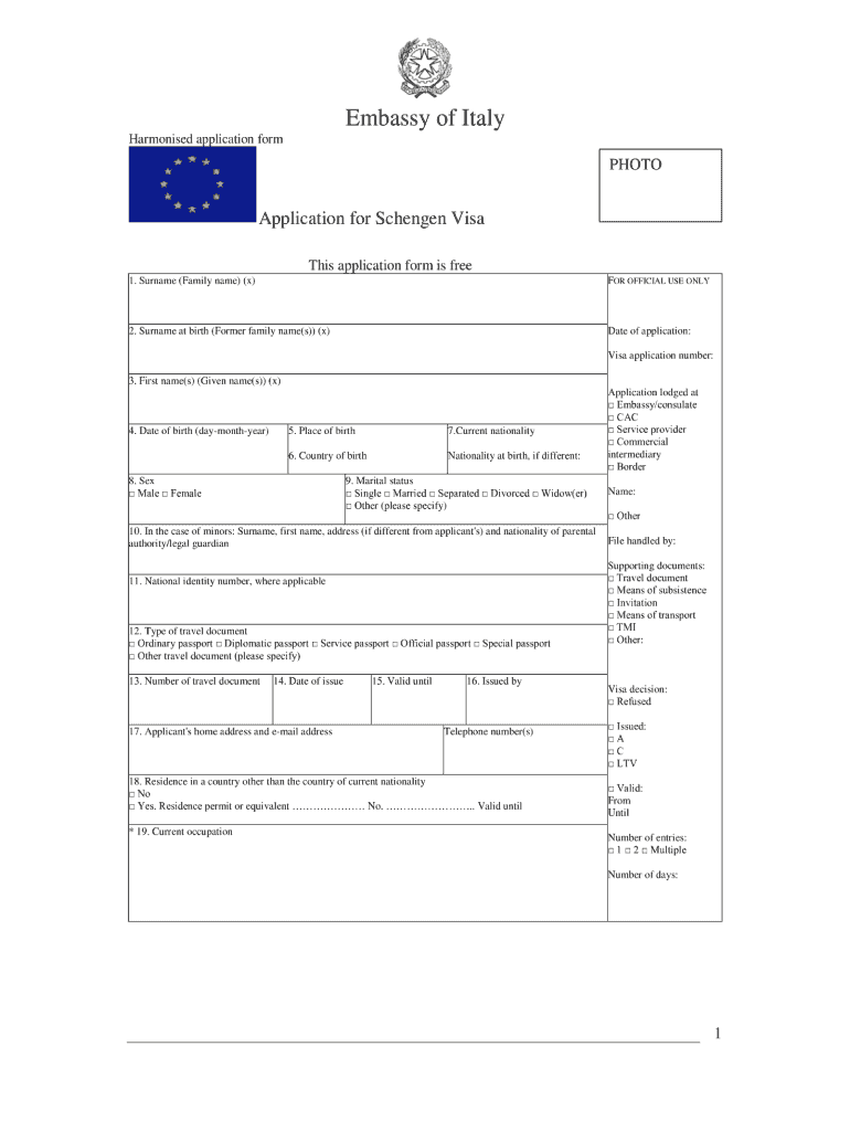 Italian Embassy Visa Application Online Fill Online 