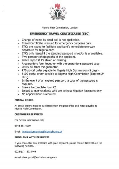 Nigerian High Commission Passport Renewal Application Form Nigerian High Commission Passport Renewal Application Form