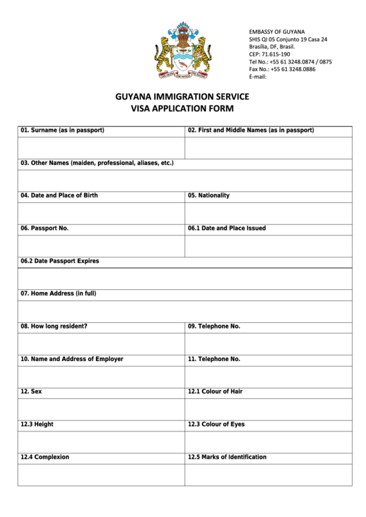 Passport Application Form Guyana PrintableForm 