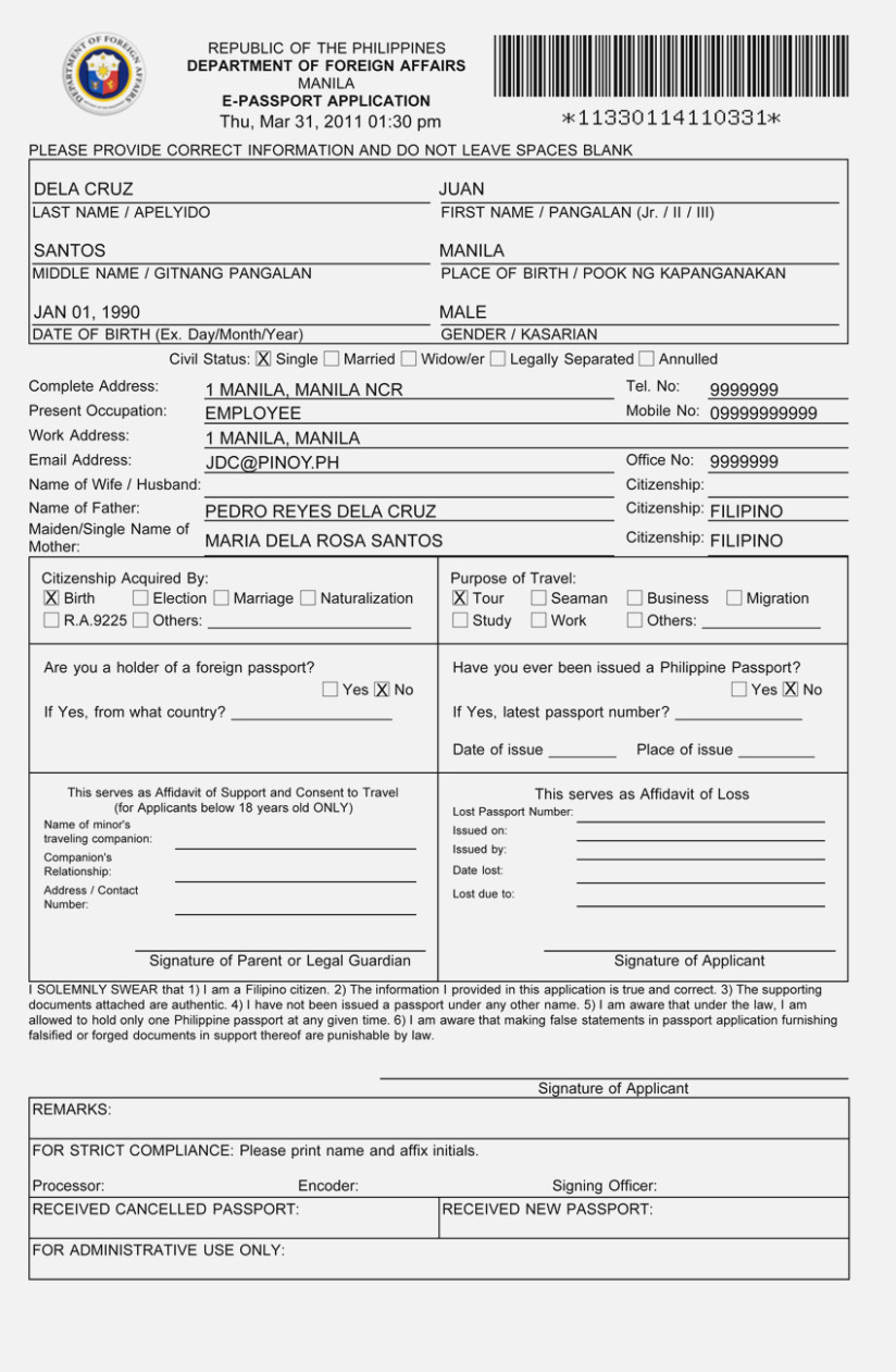 Passport Application Form Nc PrintableForm 