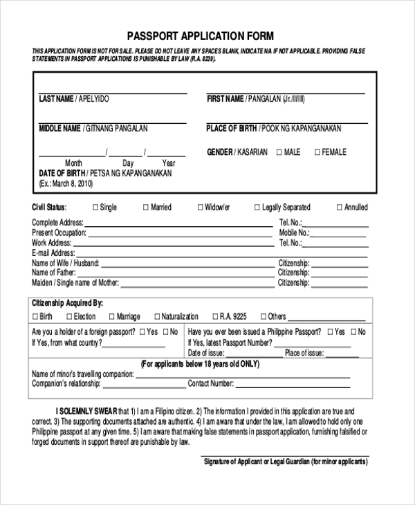 Passport Form For Minor Child PassportRenewalForm