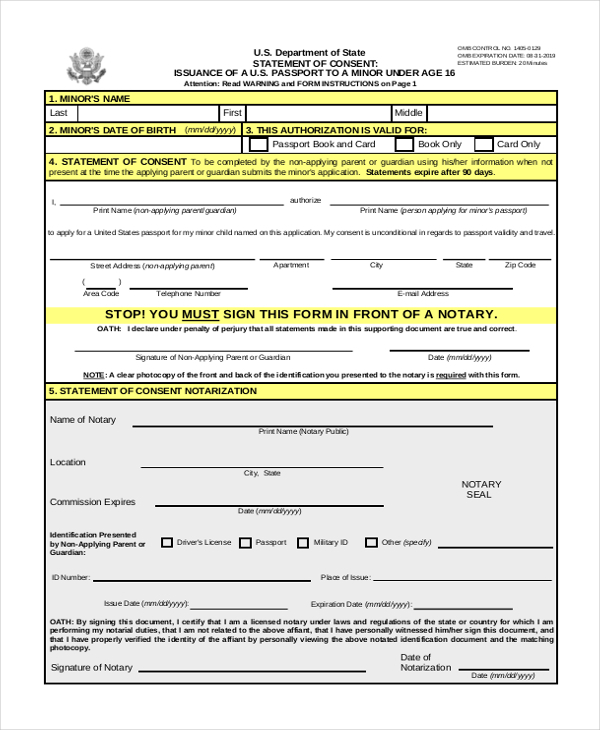 Passport Form For Minor Child PassportRenewalForm