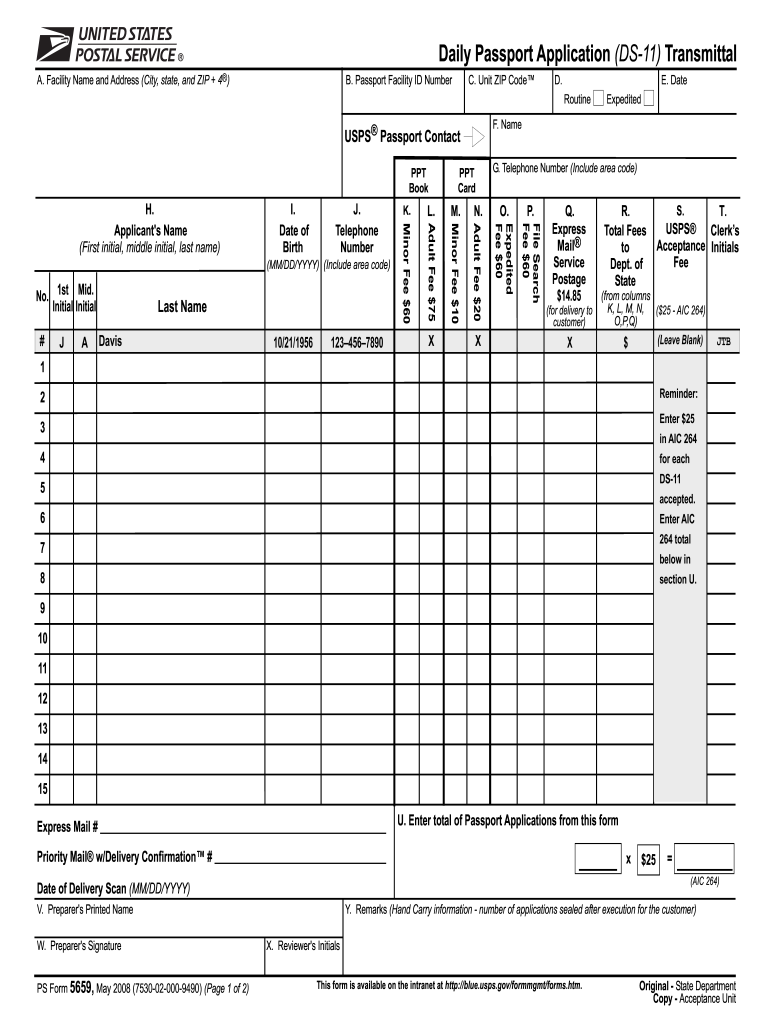 Postal 5659 Ds11 Online Fill Online Printable Fillable 