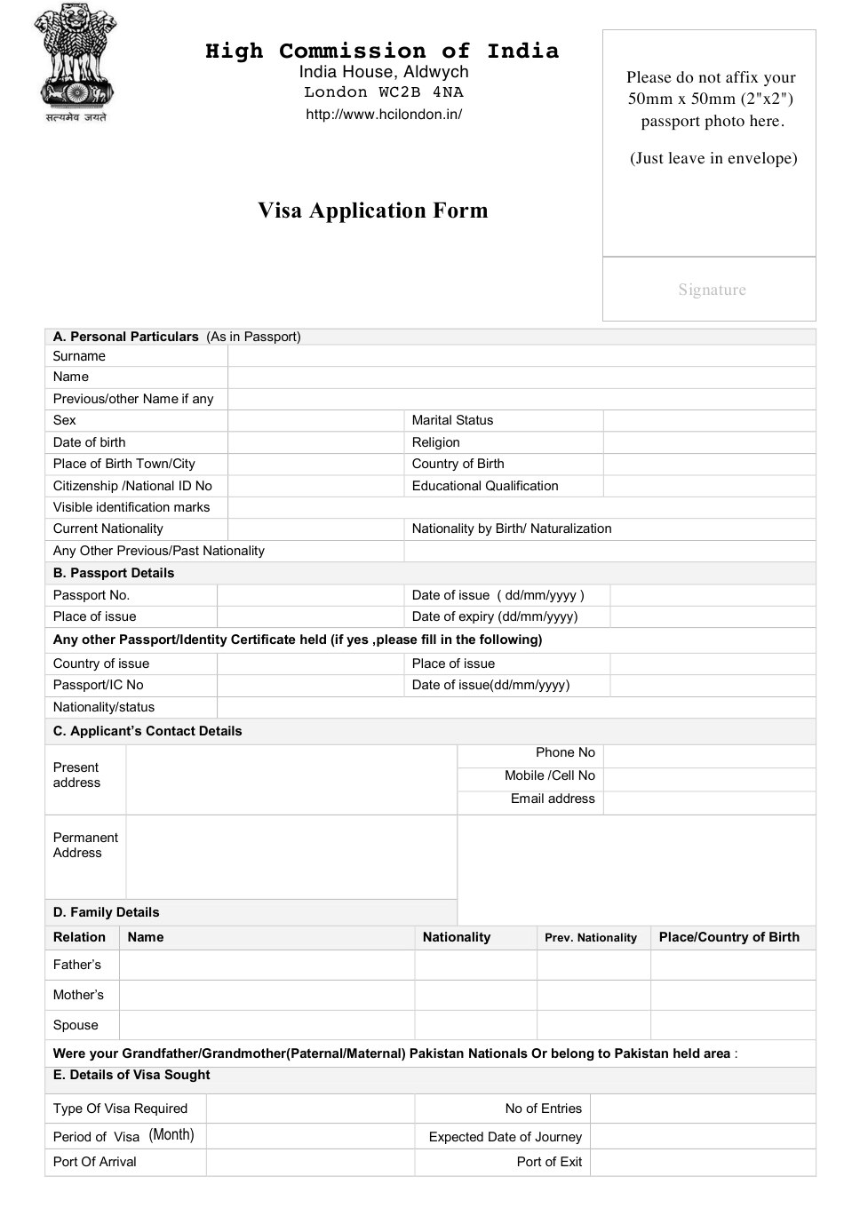 United Kingdom Indian Visa Application Form High United Kingdom Indian Visa Application Form High