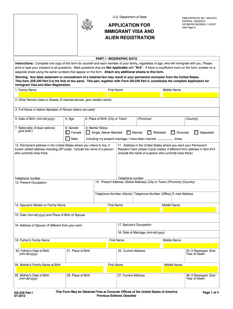 2012 Form DS 230 Fill Online Printable Fillable Blank PdfFiller