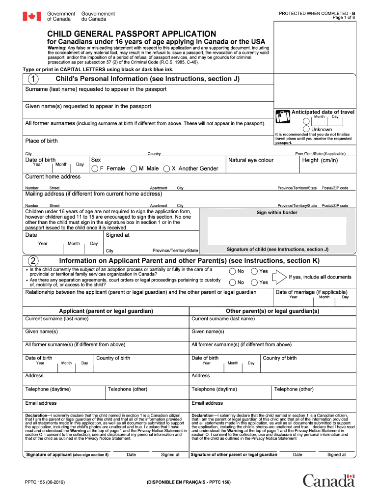 2019 Form Canada PPTC 155 Fill Online Printable Fillable Blank 