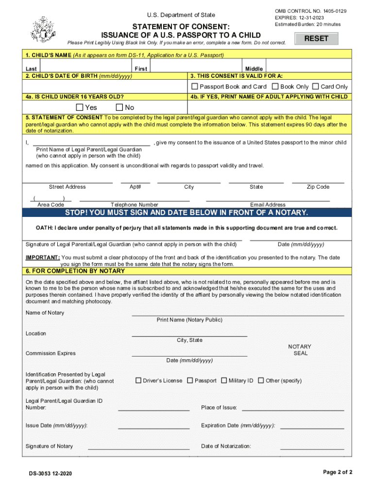 2020 2022 Form DS 3053 Fill Online Printable Fillable Blank PdfFiller