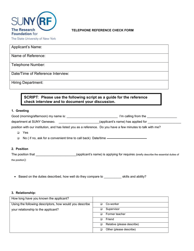Applicant S Name Name Of Reference Telephone Number Applicant s Name Name Of Reference Telephone Number