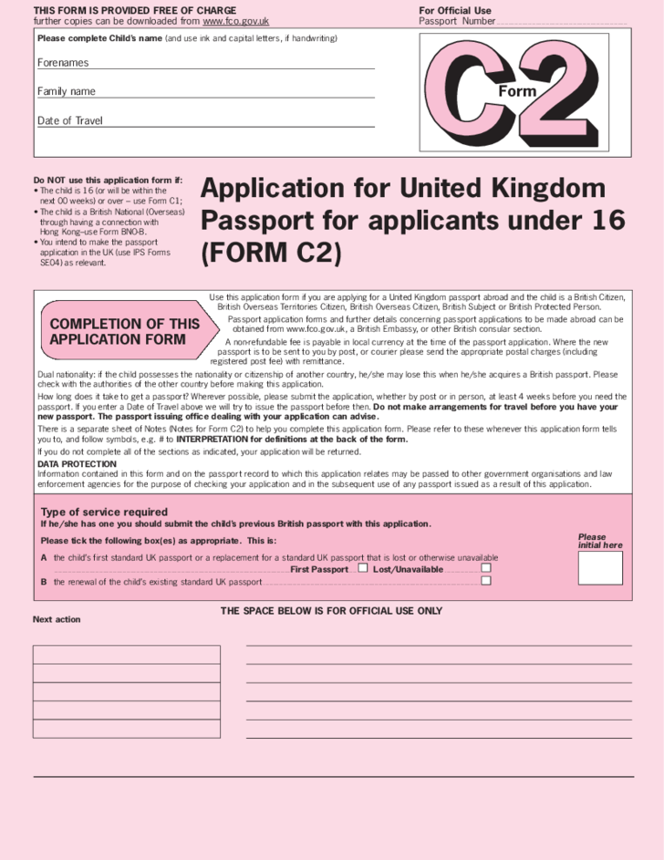 Application For United Kingdom Passport For Applicants Under 16 Free 