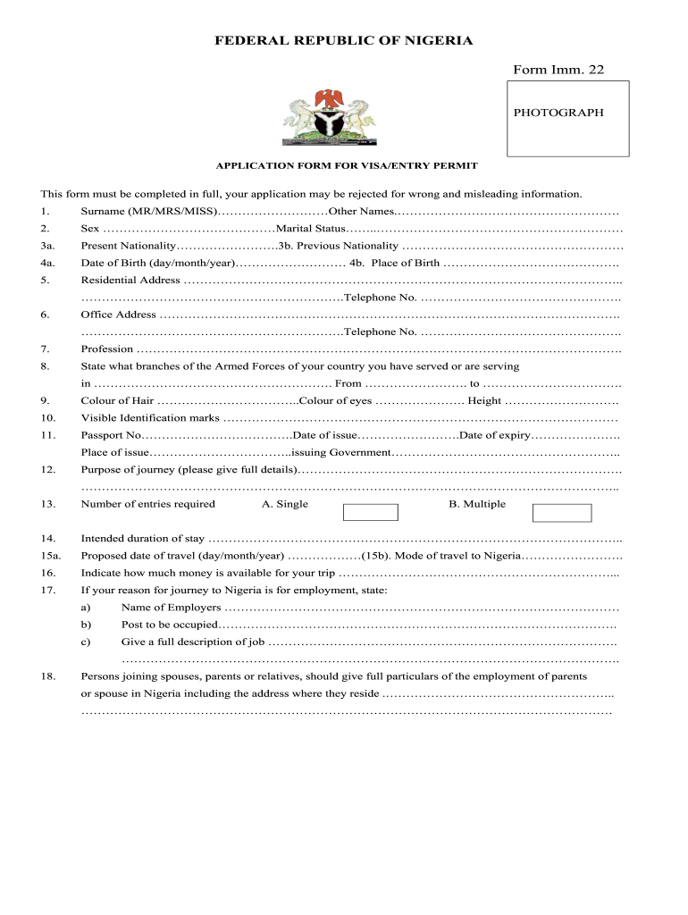 Application Of Nigeria Passport Fill Online Printable Fillable 