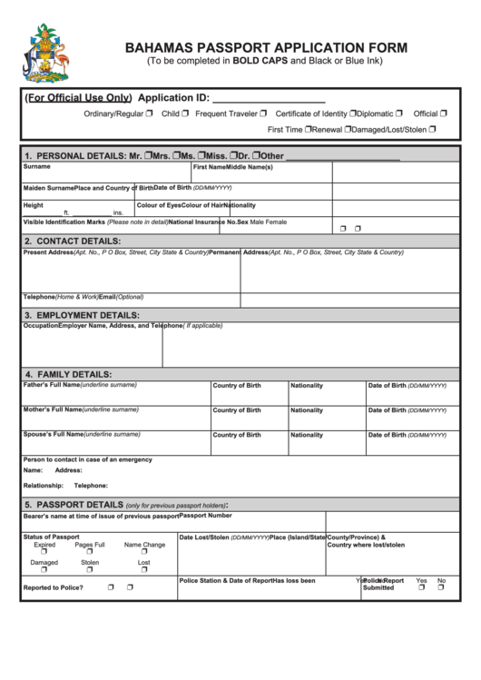 Bahamas Passport Application Form Printable Pdf Download Bahamas Passport Application Form Printable Pdf Download