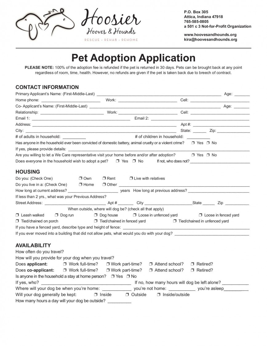 Dog Adoption Application Template Addictionary