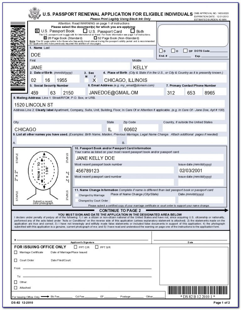 Ds 82 Form Application For Passport Renewal Form Resume Examples 