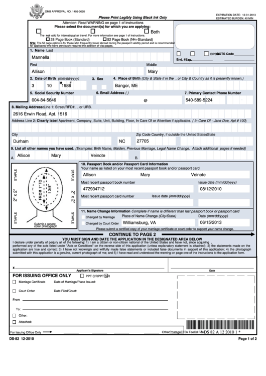 Ds 82 Passport Form Fee Printable Form 2022