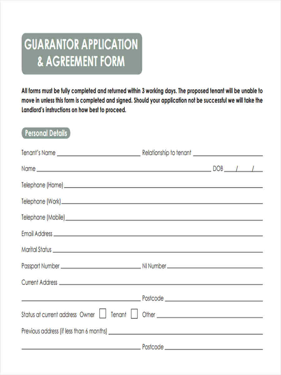 Employee Guarantor s Form Samples Sample Appraisal Form For Employees 