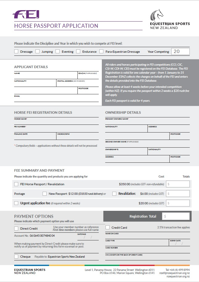 FEI International Information ESNZ