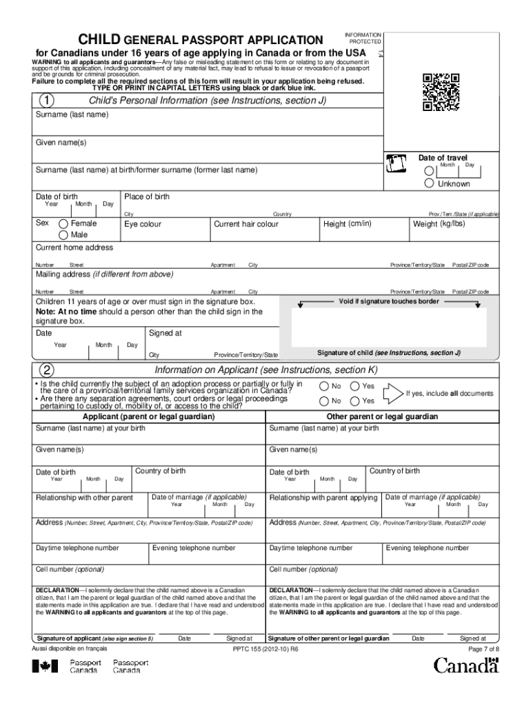 Fillable Canada Passport Application Child Fill Out Sign Online DocHub