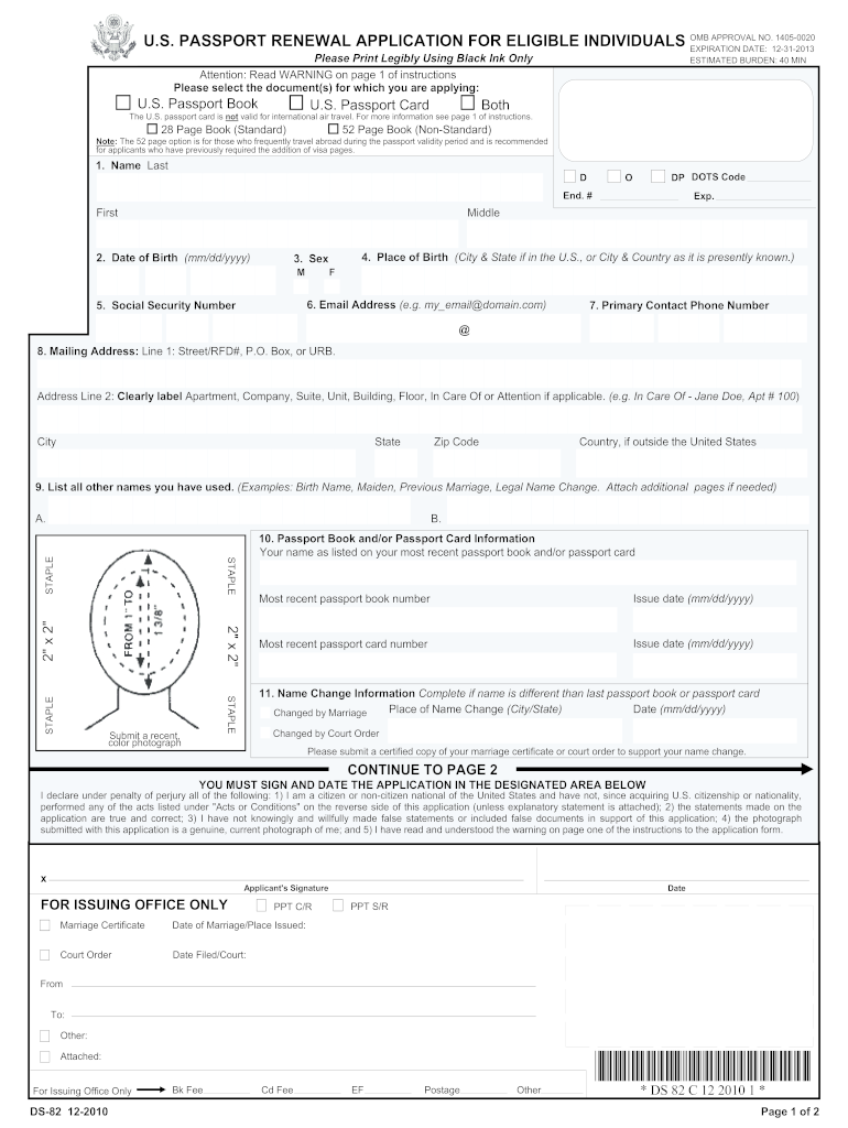 Form DS 82 Application For Passport Renewal By Mail Fill Out Sign Form DS 82 Application For Passport Renewal By Mail Fill Out Sign