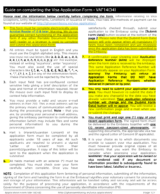 Form VAF14 34 Download Fillable PDF Or Fill Online Ghanaian Visa