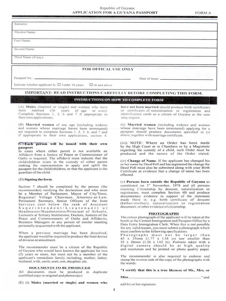 Guyana Passport Application Form Fill Out Sign Online DocHub