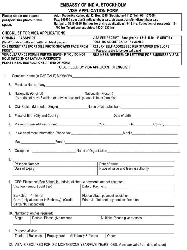 Indian Embassy Berlin Passport Application Form Printable Form 2022