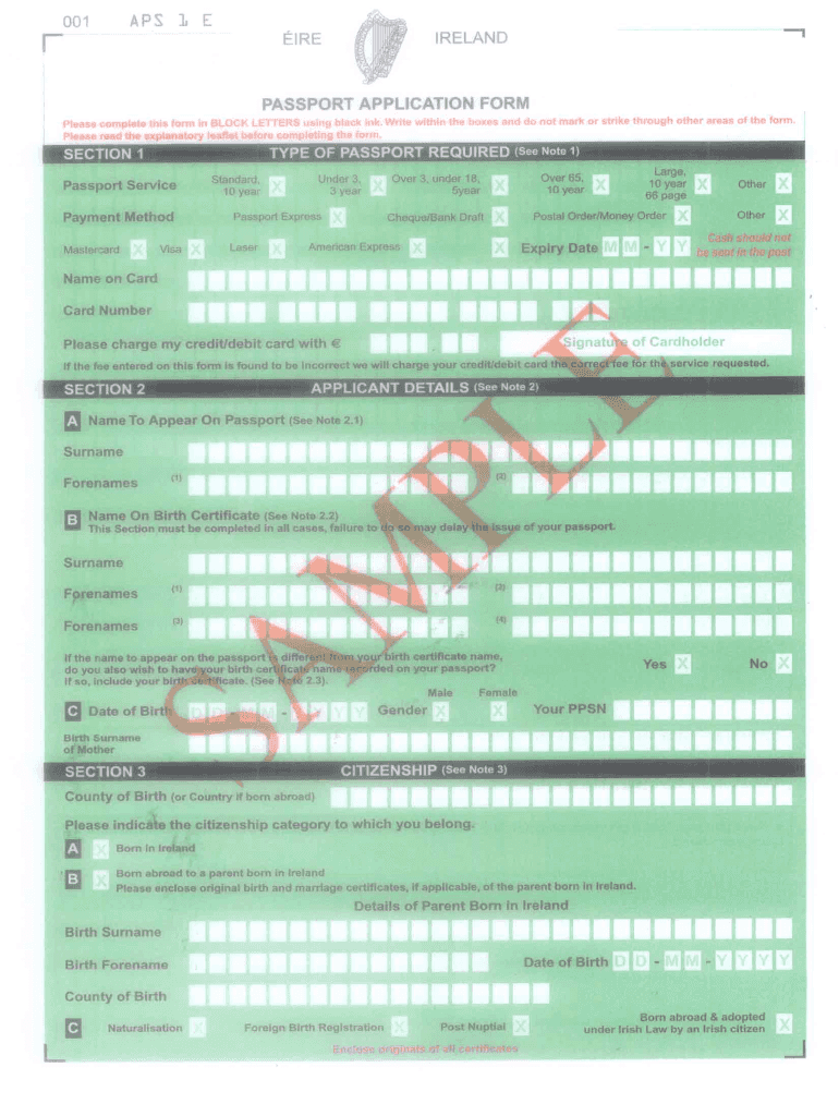 Irish Passport Application Form Aps 2 E PrintableForm Printable 